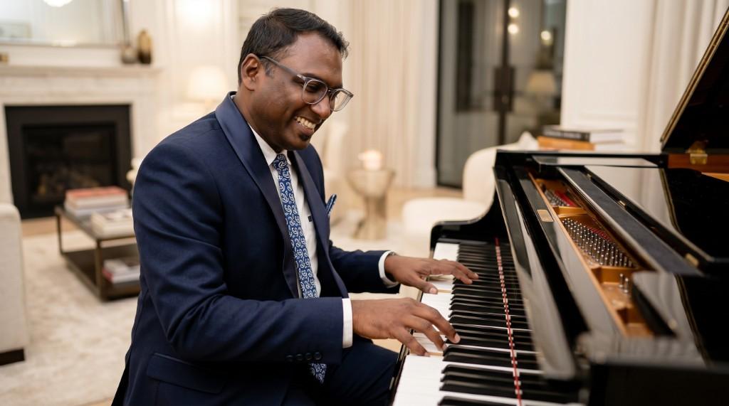 Joel Dave playing piano