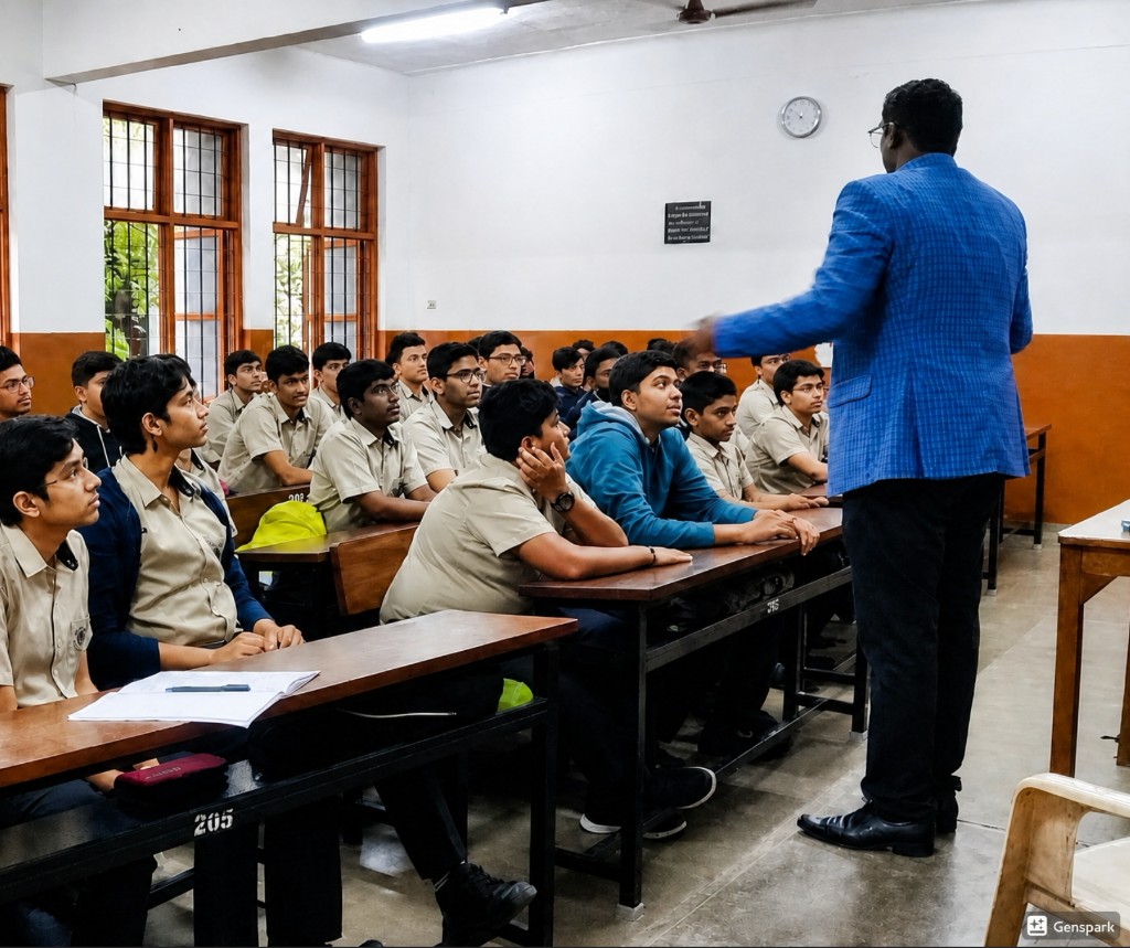 Joel teaching students in a classroom